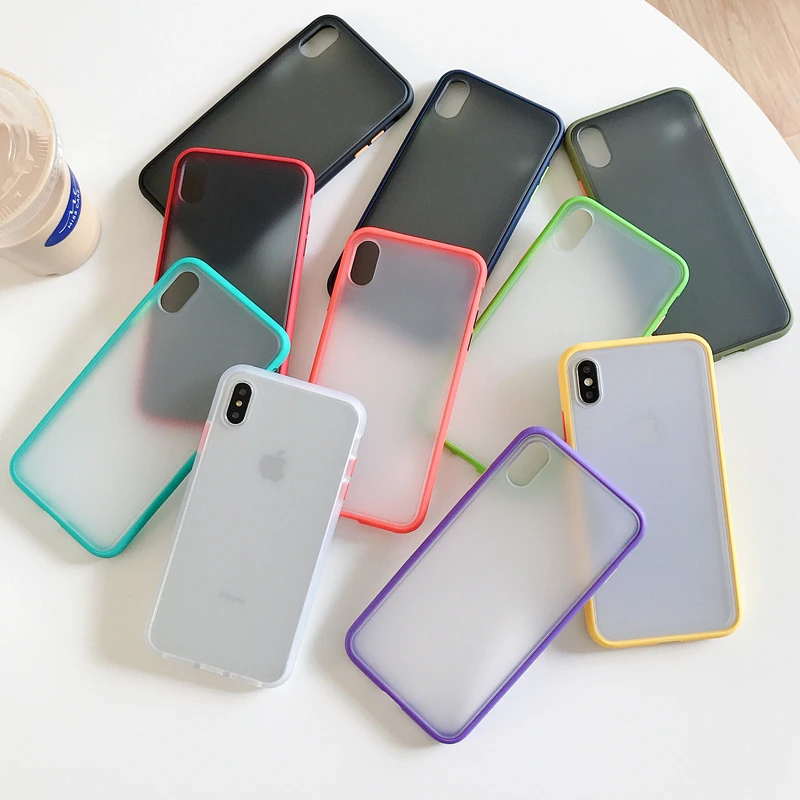 

Silicone Shockproof Bumper Phone Case For iPhone11 11Pro XS Max 6s 7 8 Plus Matte Transparent Hard Cover For iPhone 6 XR X Case