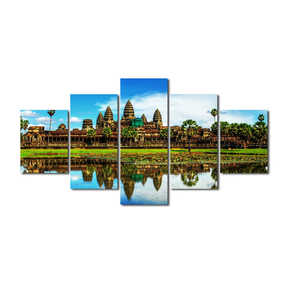 5 шт. напечатанный холст Angkor Wat храмы картина, украшение для комнаты печать плакат настенное искусство