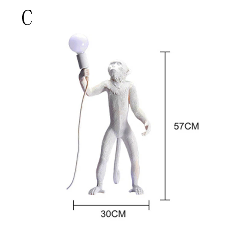 Современная лампа в форме обезьяны в форме смолы подвесные светильники Ретро светодиодный E27 ресторан спальня кафе белый подвесной светильник освещение Кухонные светильники - Цвет корпуса: White Floor Lamp