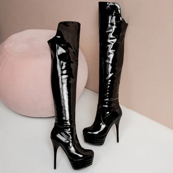 

Size 34-46 New 2020 Women Boots Sexy Fashion Over The Knee Boots Sexy Thin High Heel Shoes Platform Winter Thigh High Boots