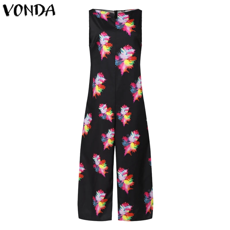 Overalls Women Jumpsuits VONDA 2020 Summer Sleeveless Rompers Vintage Floral Printed Long Playsuits Casual Plus Size Pants Overalls Women Jumpsuits VONDA 2020 Summer Sleeveless Rompers Vintage Floral Printed Long Playsuits Casual Plus Size Pants