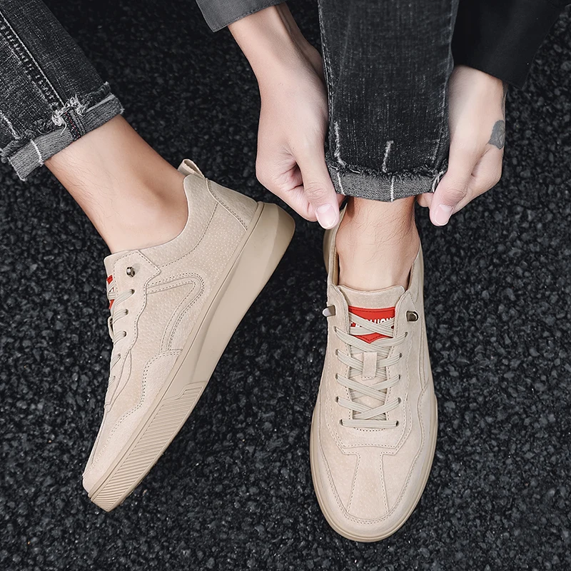Spring Men Flats Shoes Breathable Leather Mens Shoes Casual Fashion Lace-up Jogging Tennis Shoes Flats Zapatillas Hombre *10100 Spring Men Flats Shoes Breathable Leather Mens Shoes Casual Fashion Lace-up Jogging Tennis Shoes Flats Zapatillas Hombre *10100