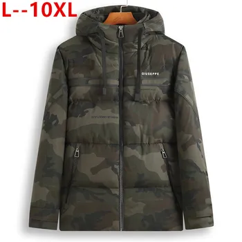 

8XL 7XL 6XL Winter Loose Cotton Liner Mens Hooded Parkas Long Sleeve Zipper Thick Warm Plus Size Male Casual Outerwear Overcoats