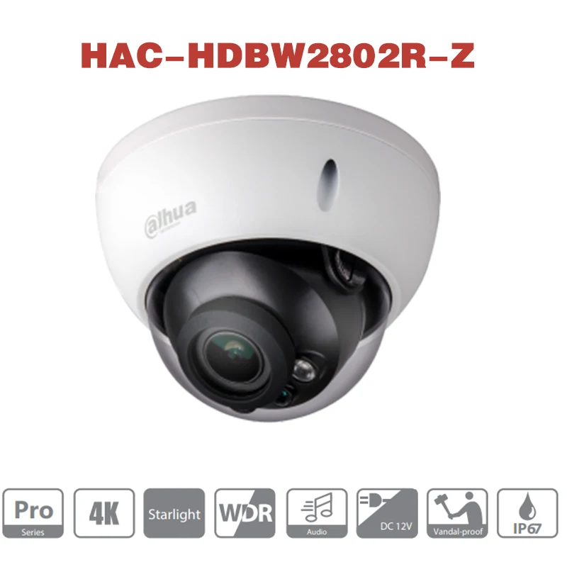 Dahua HAC-HDBW2802R-Z 4K Starlight HDCVI IR Eyeball Camera  3.7-11mm motorized lens IR30