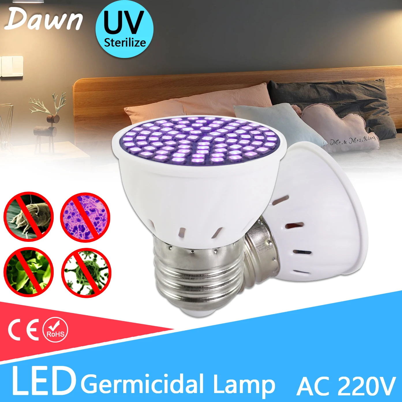 Ultraviolet Light UVC Germicidal Disinfection led Bulb AC 220V E27 E14 lamp UV Sterilizer Ozone spot light Kill Mite Bacterial