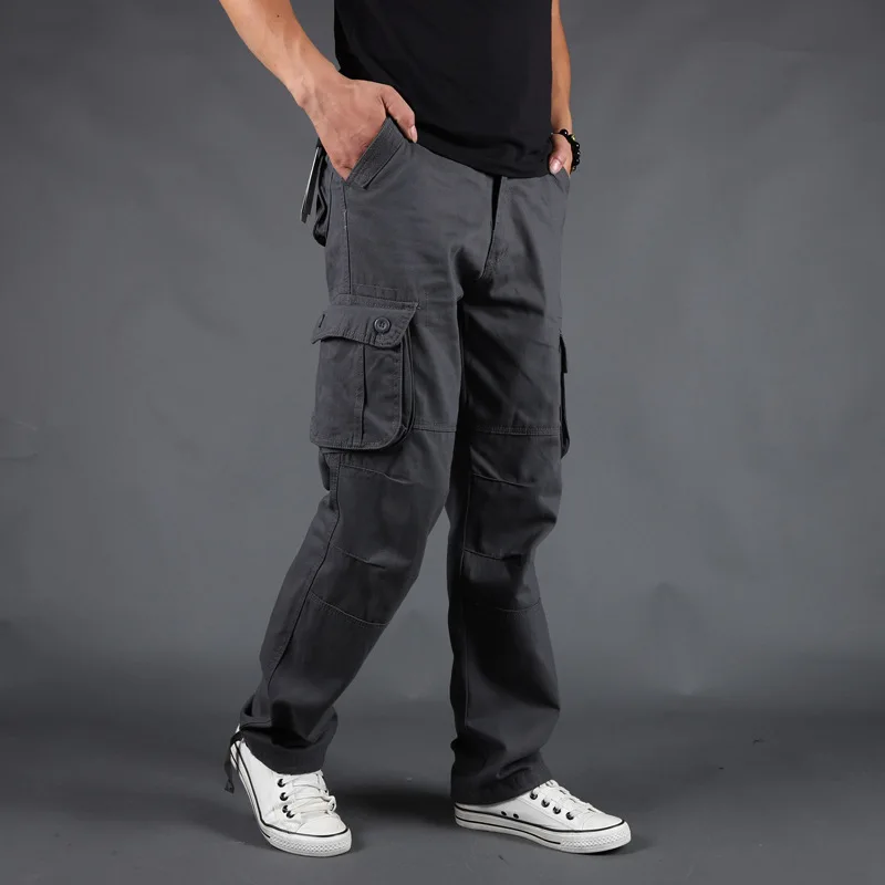 High quality New Men's Cargo Pants Mens Casual Multi Pockets Military Men Outwear Army Straight slacks Long Trousers | Мужская