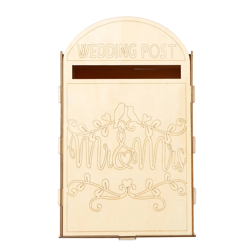 Винтажная деревянная Неокрашенная коробка для почтовых карт с замком украшения для домашней свадебной вечеринки - Цвет: 3