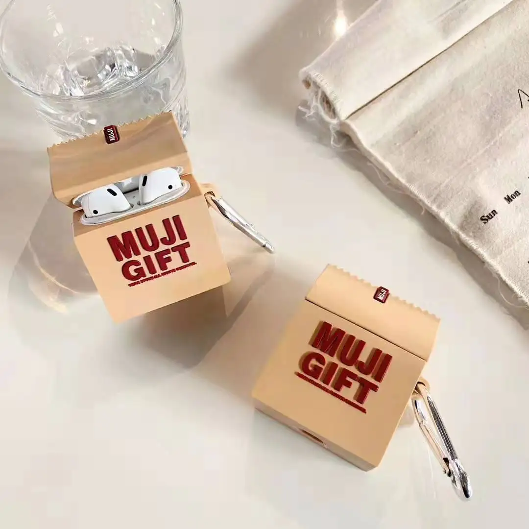 Милый 3D бренд MUJI модный беспроводной Bluetooth гарнитура силиконовый чехол для Airpods Earphne Защитный чехол силиконовый чехол s