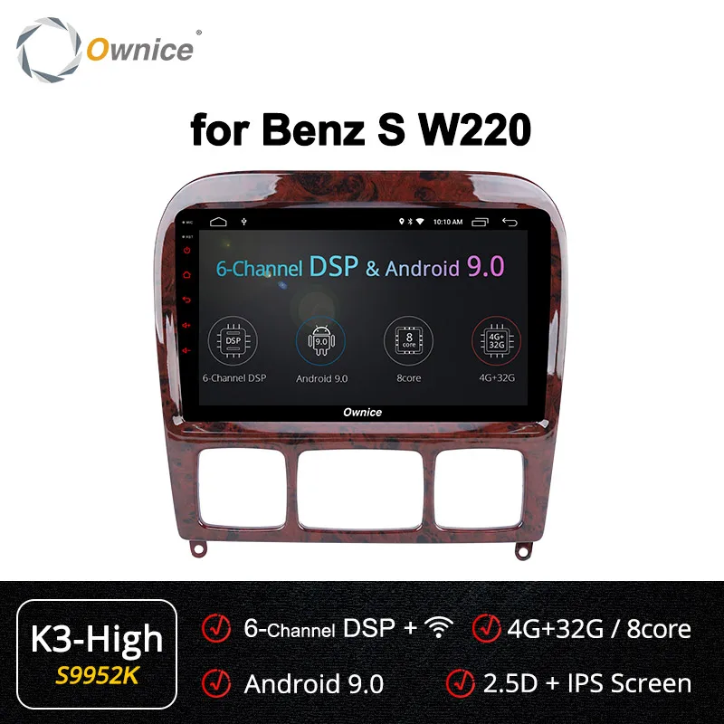 S9952 K3-High " Ownice K3 K5 K6 2 Din Android 9,0 Автомобиль Радио DVD плеер для автомобиля Mercedes Benz W220 W215 S280 S320 S350 S400 S500 CL600 S Class gps - Цвет: S9952 K3-High
