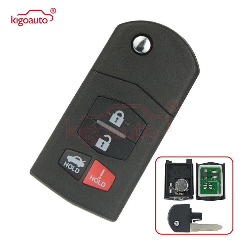 Kigoauto BGBX1T478SKE12501 флип-ключ 4 кнопки 315 МГц без чипа для Mazda 3 6 MX-5 SPEED3 2010 2011 | Автомобили