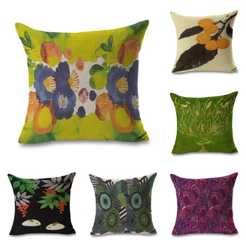

Watercolor Flowers Leaves Roses Pillows Linen Couch Seat Cushion Throw Pillow Home Decor Gift