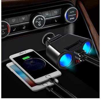 

2.4A 5V Dual USB Car Charger 2 Port LCD Monitor Cigarette Lighter Suitable Rotatable Professional 3.1A Lighter for Smartphone