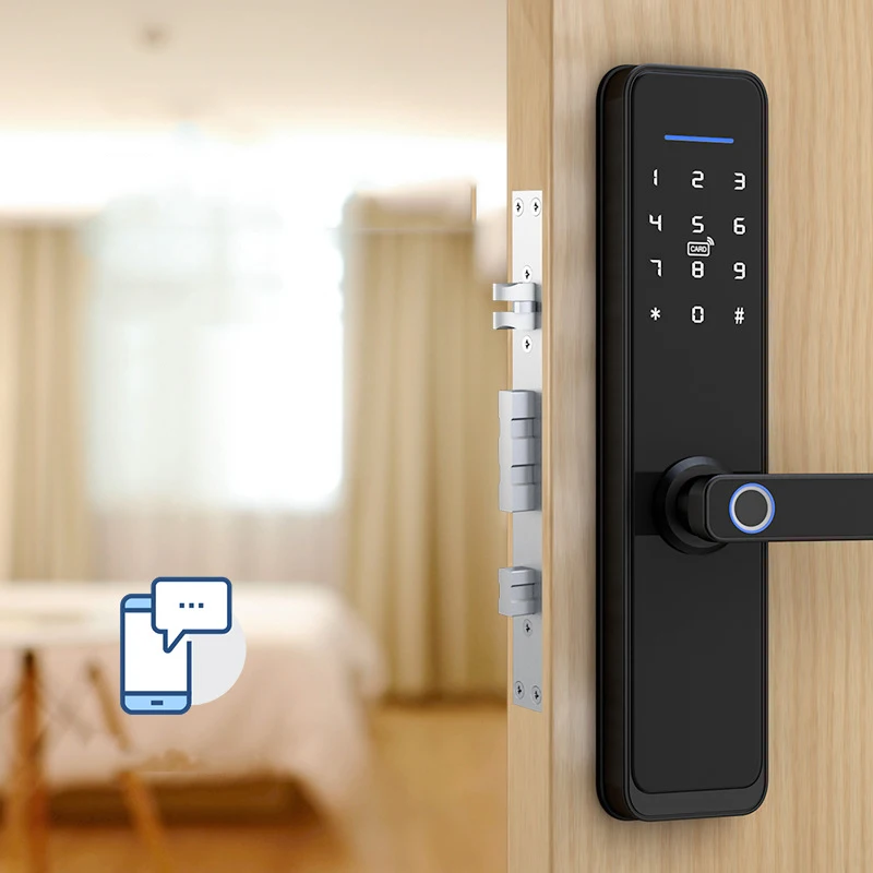 US $111.13 Mechanical Key Electric Door Lock Password Fingerprint Lock Home Security Smart Lock Tuya APP Bluetooth Wooden Door Lock