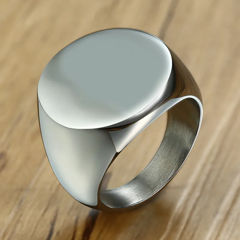 ZORCVENS 20 мм массивное персонализированное круглое кольцо с печатью для мужчин Глянцевая Тяжелая нержавеющая сталь штамповое Кольцо Панк мужской - Цвет основного камня: 15896