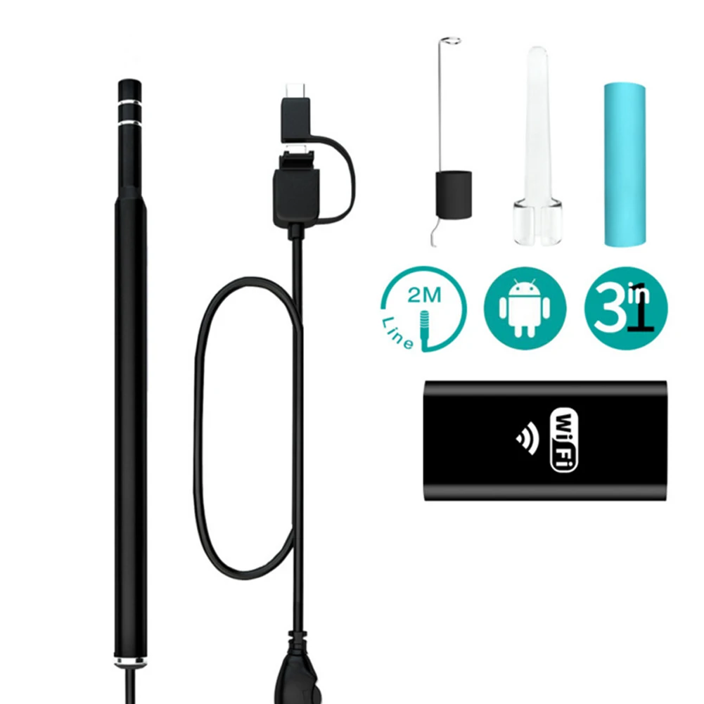 

Endoscope Ear Cleaner HD Camera WIFI Health Care Earpick Inspection Cleaning Cloth USB Protection Cap Cleaning Tool Set Wireless