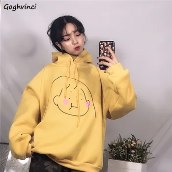 

Hoodies Women Printed Kawaii Thicker Warm Korean Style Causal Hooded Streetwear Loose Womens High Quality Sweatshirts Students