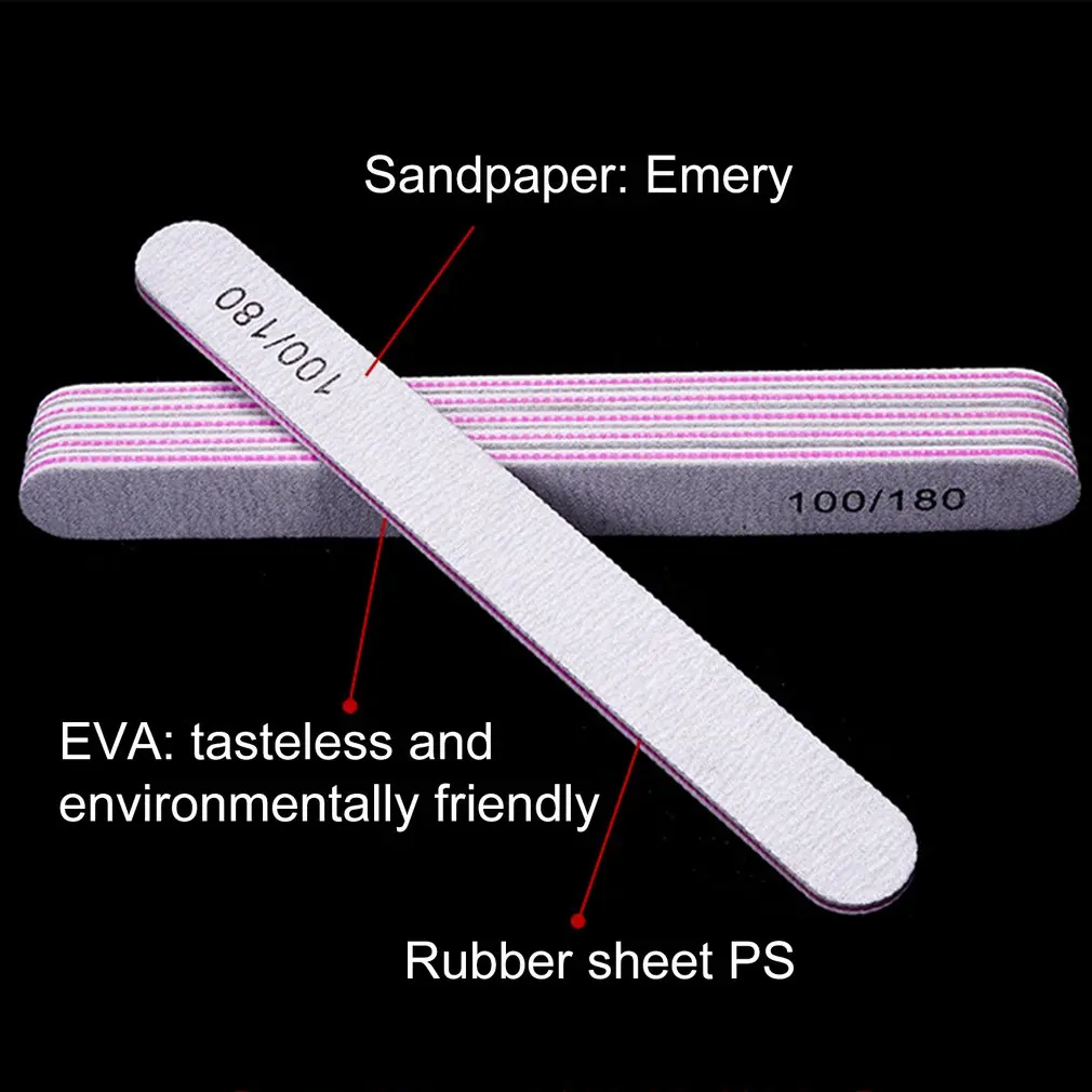 50pcs Portable Double-sided Nail Polish Strip 100 / 180 Sandpaper Nail File Finger Care Tool Salon Usage Accessories