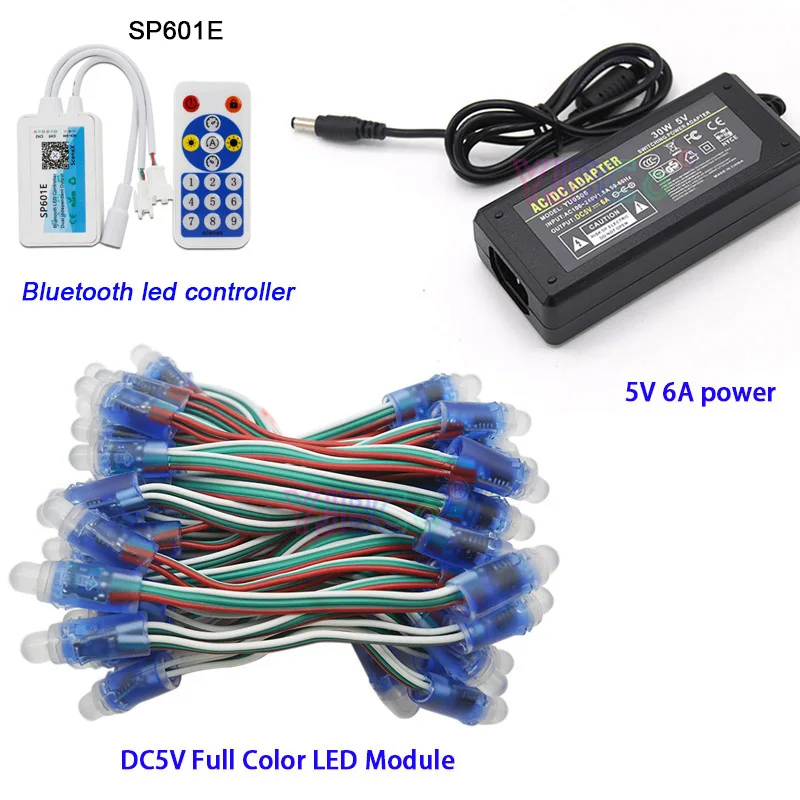DC5V 50 Pcs WS2811 IC RGB Pixel LED Module Light Full Color IP68Pixels RGB led strip Controller5V 6A led power Supply Adapter