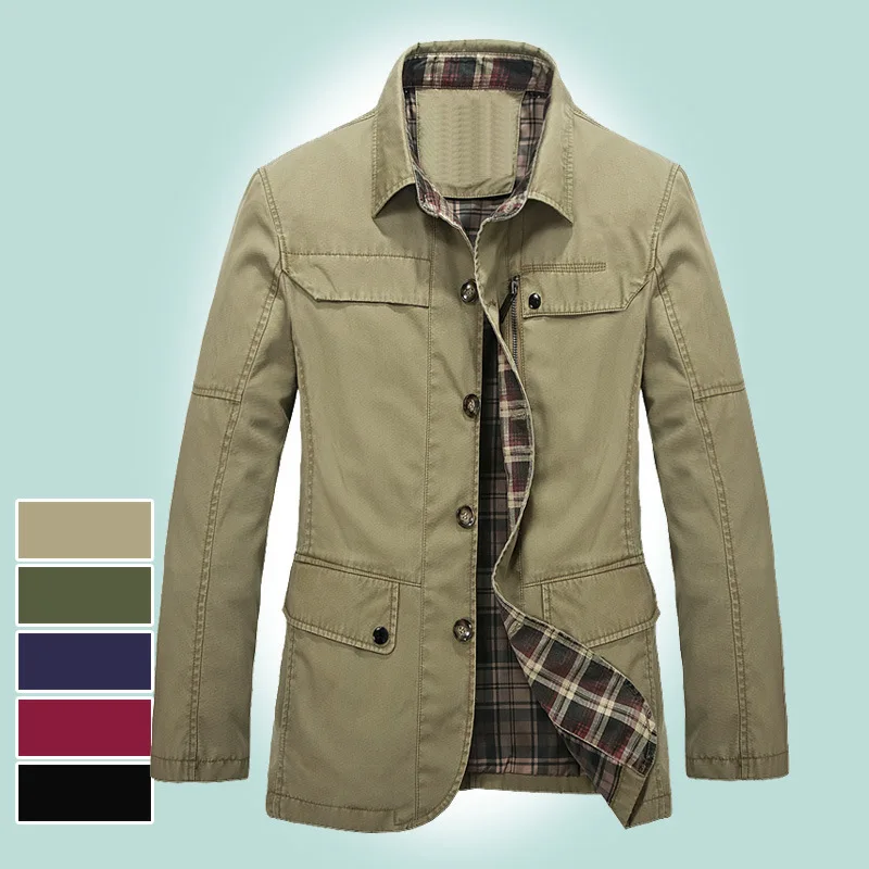 

M-8xl Men Jacket Autumn And Winter Long Sleeve Casual Coat Workwear Trench Coat MEN'S Wear Outdoor Chinese-style 3358