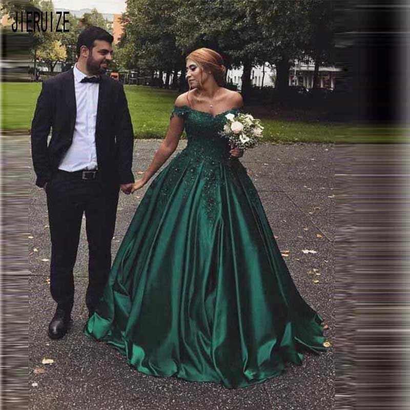 dark green wedding dress