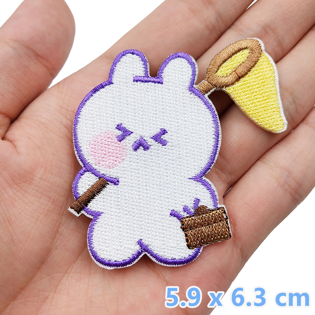 Cartoon Rabbit Embroidery Patches Self-adhesive For Clothing Handmade DIY Stickers Badge Backpack T-shirt Appliques