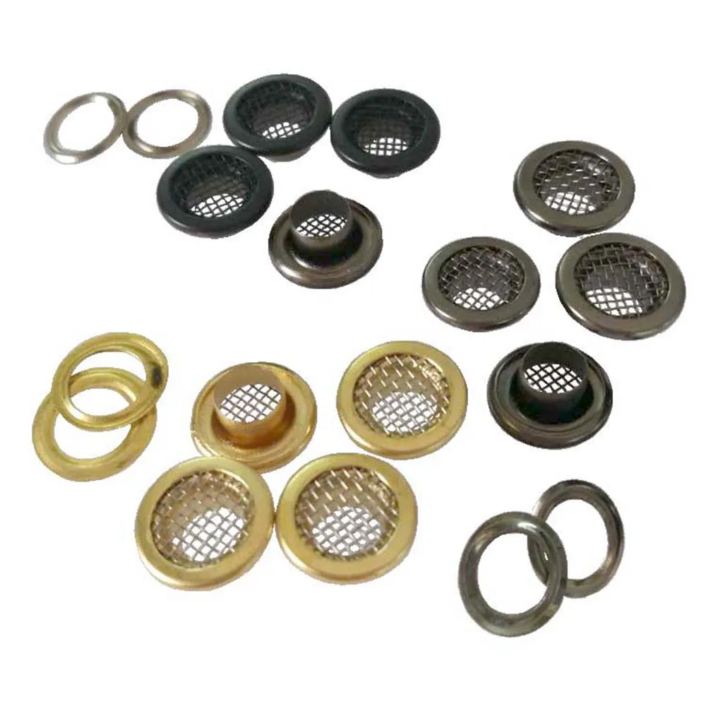 Metal Brass Mesh Eyelets Washer 100sets/Lot 10mm Metal Grommet Light Gold/Black Nickle/Matte Black Color
