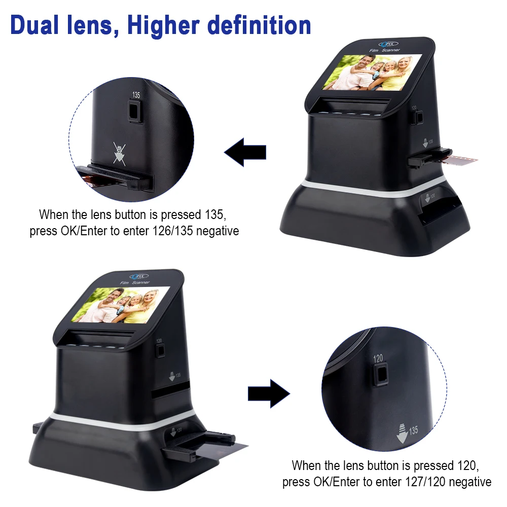 thumbnail image 2 of High Resolution 120 Film Scanner 22 Mega Pixels Slide Negative Photo Scanner Digital 35mm 135 126KPK Film Converter 4.3" LCD 2 of 11