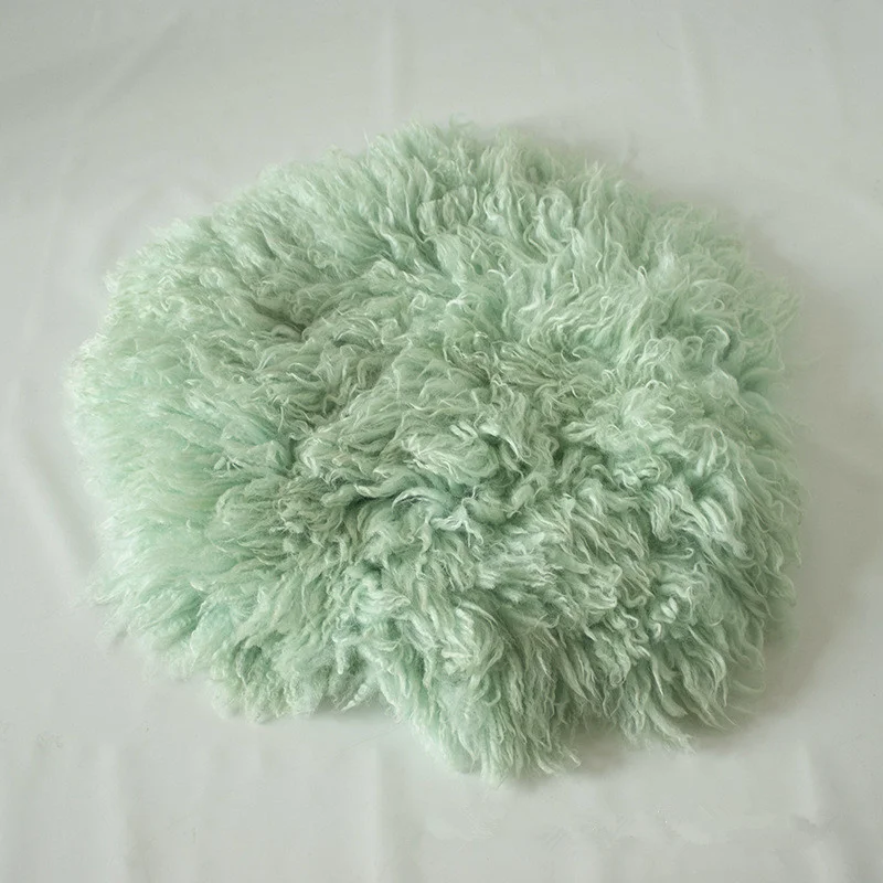 Реквизит для фотосъемки новорожденных одеяла круглые 60 см из чистой шерсти Flokati фон для фотосъемки новорожденных детей Bebes Accesorios Recien Nacido - Цвет: Mint Green