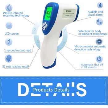 

Infrared Electronic Temperature Ear Temperature Frontal Gun Non-contact Thermometer Dt-8006c