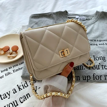 

Popular small bag female 2020 new wild rhombus chain bag high-end simple minimalist cross-body small square bag