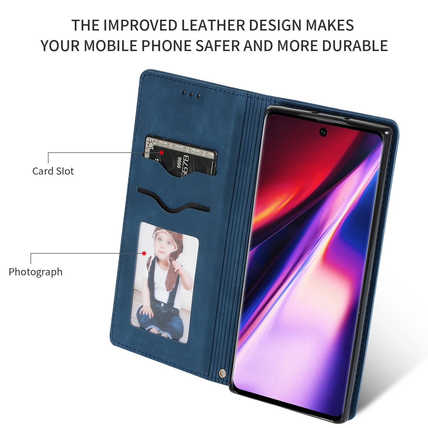 20pcs/lot High grade Business 2 card flip leather cover for samsung galaxy Note 8 9 10 10 Pro stand cover case