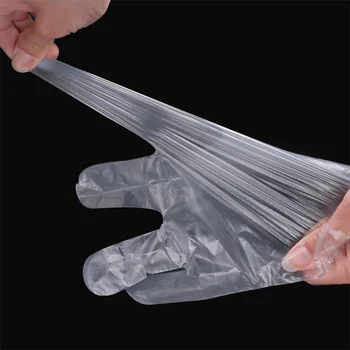 

100 Pcs Disposable Gloves One-off Plastic Glove Clear Disposable Food Gloves for Industrial Medical Restaurant Cleaning Gloves