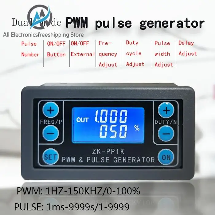 

LCD Digital PWM Signal Generator pulse frequency duty cycle adjustable square wave rectangular wave signal function generator