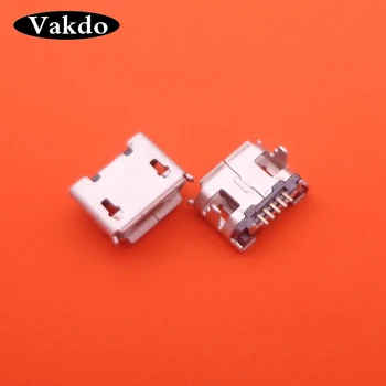 

100pcs/lot micro usb b female 7.2x4.85 outside horn 4 feet dip 5p 5 pin connector jack socket charging port replacement repair