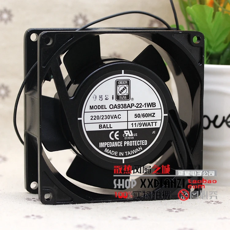 

9 cm 0A938AP-11/22-1WB 9238 230V AC dual voltage fan