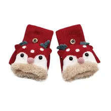Christmas Festival Mitten Gloves Children Kids Winter Christmas Half Finger Antler Convertible Flip Top Gloves перчатки женские