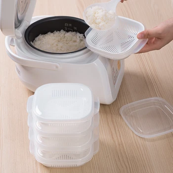 

Detachable 3 In 1 Rice Sealing Box With Steaming Basket Jars Sealed Cans Food Bottles Spice Tea Box Kitchen Storage Utensils