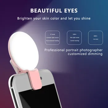 

Mini Selfie Ring Light Rechargeable Clip Fill-in Light Portable Flash LED USB Mobile Phone For Night Photography Fill Light#0526