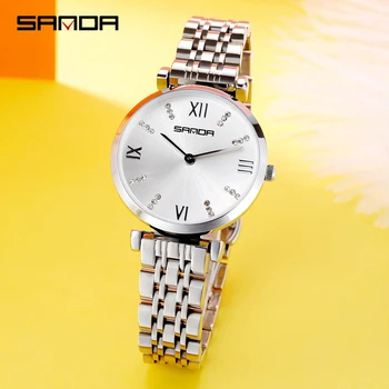 

SANDA Brand Women Quartz Watch Women Fashion Stainless Steel Ladies Top Japanese Movement Quartz Wrist Watches Relojes Mujer