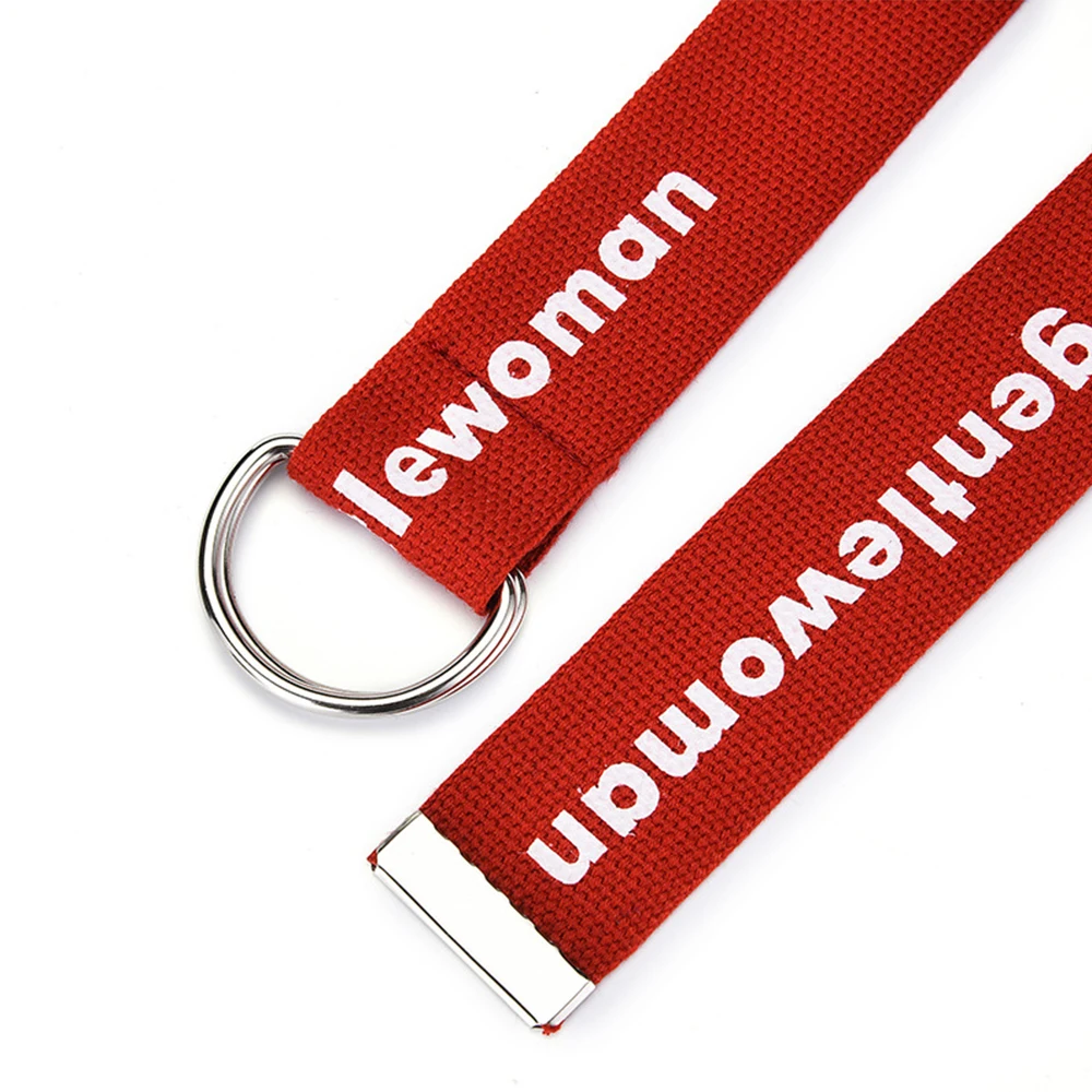 130cm Neutral Nylon Canvas Belt Printing Ring Double Buckle Student Belt Canvas waistband Belt with double buckle Fashion
