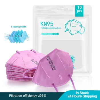 

100pcs Pink KN95 FFP2 Reuseable KN95 Mouth Masks Dust pollution function mondkapjes Safety Breathable 5-Layer Filter Face Masks