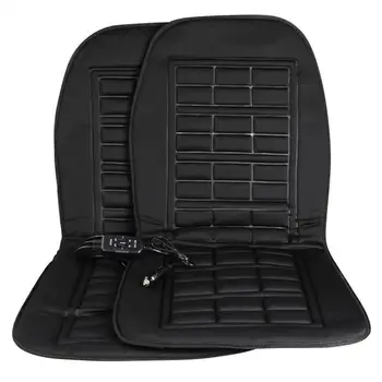 

2pcs Heated Car Seat Cushion Temperature Control Heated Pad Cushion Cover Car Seat Warmer(Black)