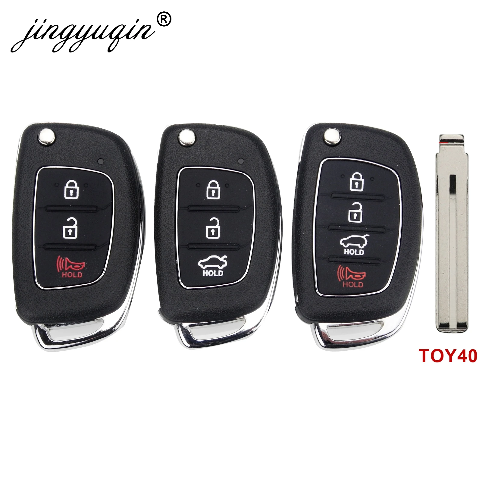 Jingyuqin 3/4 кнопочный складной дистанционный ключ Брелок оболочка для Hyundai HB20 SANTA FE IX35