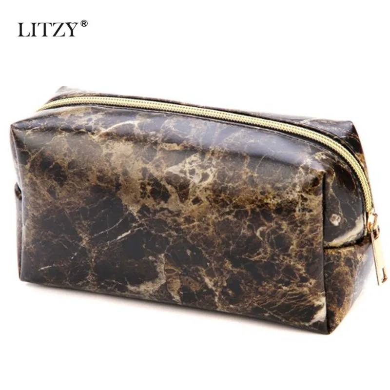 

Black Leather Pencil Case Marble Pencil Case for Girls Cute Big Capacity Zipper Pencil Box Cosmetic Bag School Supplies Tools