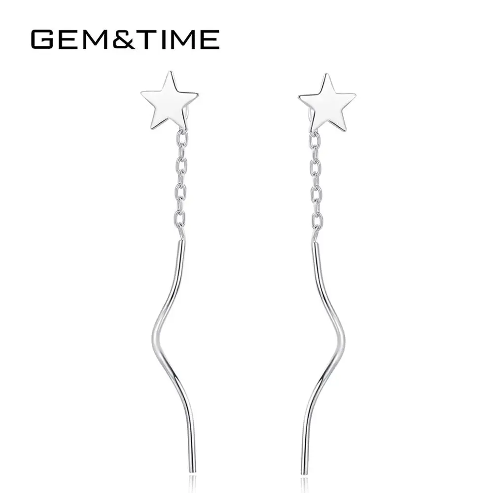Женские длинные серьги с бахромой Gem & Time корейские из стерлингового серебра 925