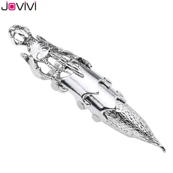 

Jovivi Men's Silvery Armour Knuckle Full Finger Ring Double Loops Armor Finger Rings Punk Style Ring Jewelry Gothic Cool Rings