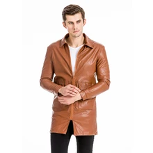 HCXY, мужской кожаный длинный плащ, Мужская ветровка, кожаная Мужская ветрозащитная водонепроницаемая куртка, прямой отложной воротник