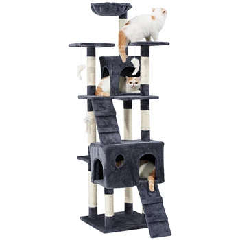 

170cm Cat Tree 4-in-1 House Sleep Bed Climb Play Scratch Interactive Cat Toys Pet Scratchers