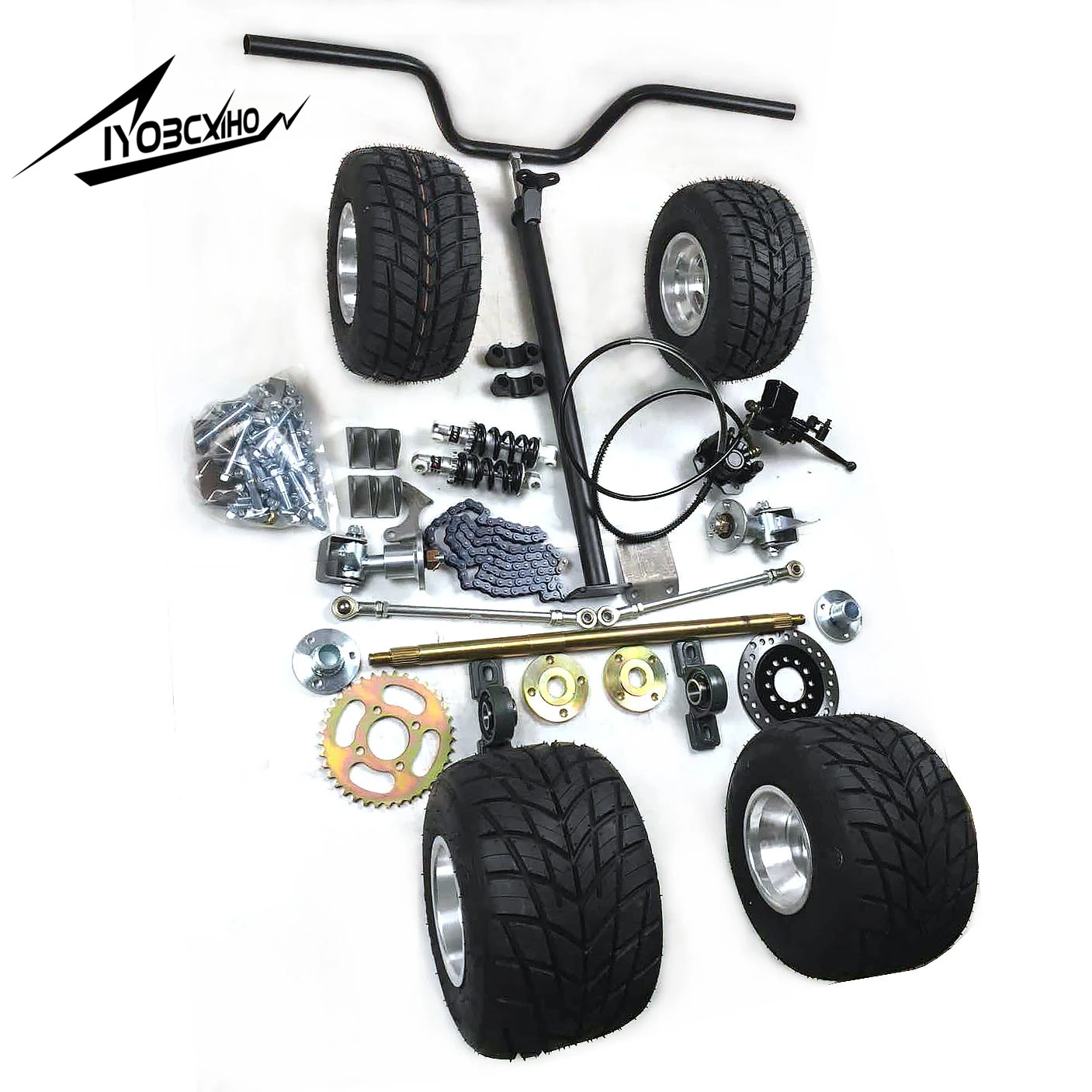 Juego completo de accesorios para hacer Go kart UTV Buggy, sistema dirección con que incluye eje trasero de y neumáticos de 5 pulgadas|Partes y accesorios de go-kart| - AliExpress