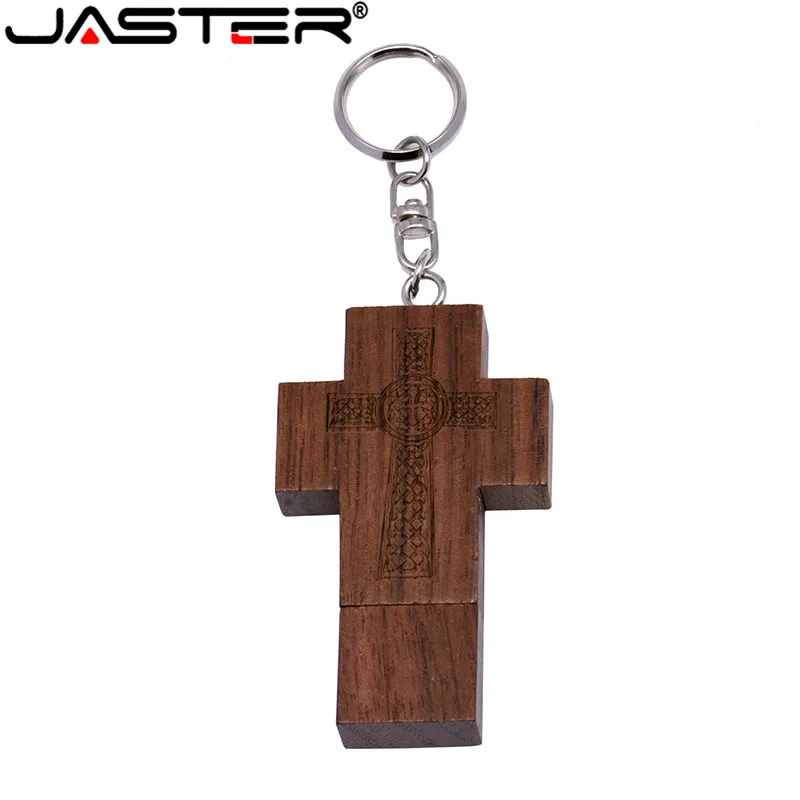 JASTER Creative walnut wooden cross usb flash drive with Humu push pull box 2.0 4GB/8GB/16GB/32GB/64GB/128GB memory U disk|USB